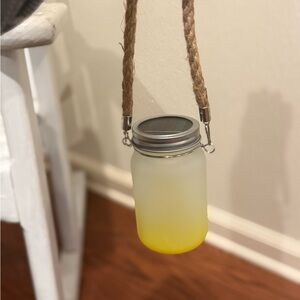 Set of two Frosted Yellow Solar Hanging Jar Light